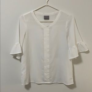 White Blouse w/ Ruffle Detail at Sleeve